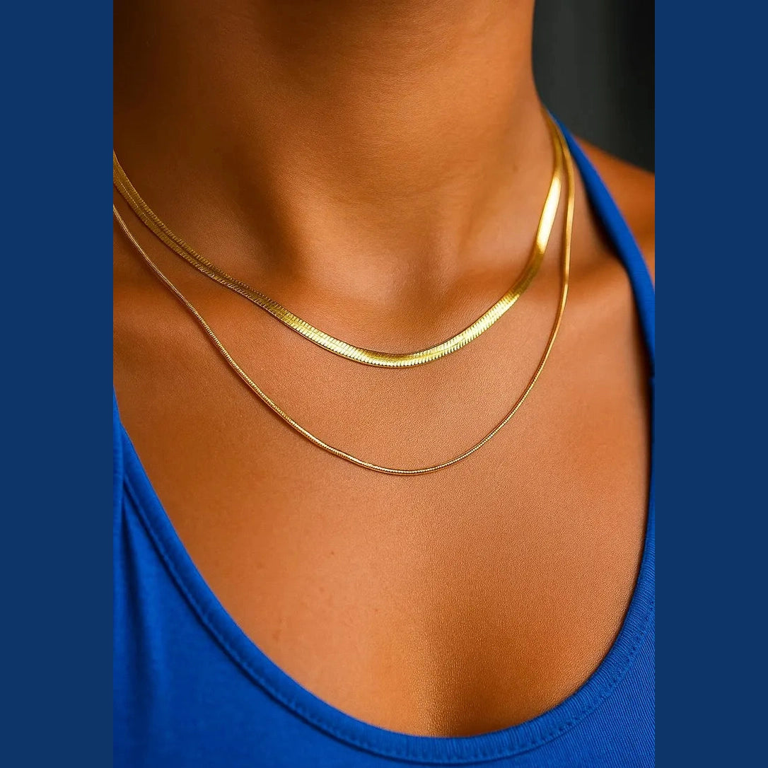 Gold-Plated Layered Necklace Set for Women